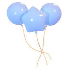 Cute 3d pastel blue balloons party kawaii illustration