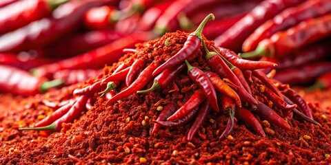 Fototapeta premium Close-up red cayenne pepper texture background