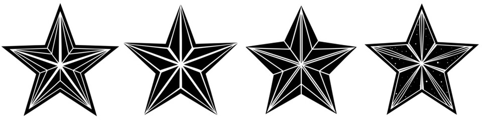 Obraz premium line art vector illustration collection of star with wood cutting style. isolate on a white background. SVG and PNG 
