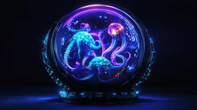 Underwater slot machine in pressureresistant bathysphere with bioluminescent design
