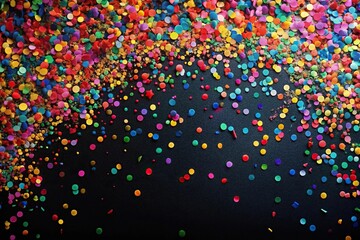 Colorful confetti sparks on black background for holiday and birthday theme