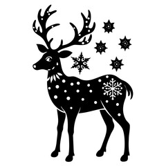 Deer black silhouette Christmas Deer Vector illustration