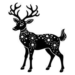 Deer black silhouette Christmas Deer Vector illustration