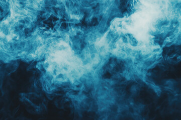 Mystical blue smoke clouds on dark background for atmospheric and abstract designs