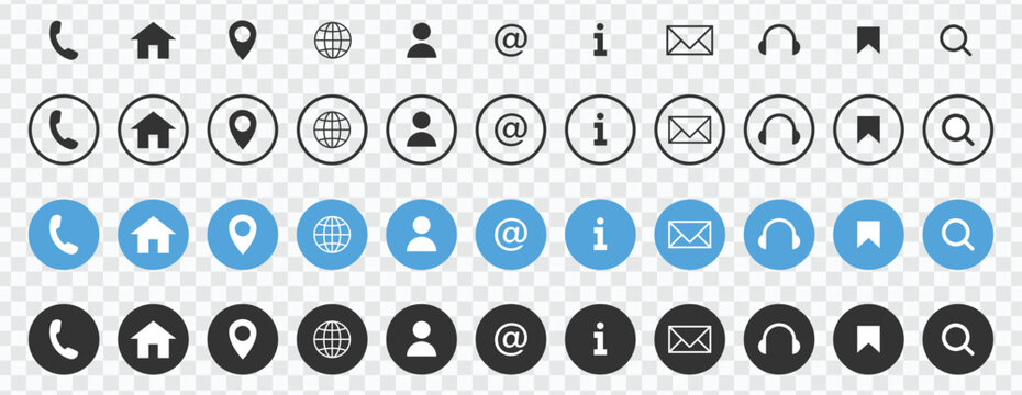 Contact Information Icon Set | Business and Communication Vector Symbols