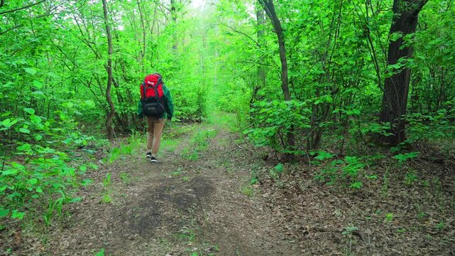 A girl alone on a hike.