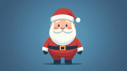 Cute cartoon Santa Claus character in a red outfit on a blue background