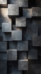 The concrete cubes are arranged in a unique pattern to create an abstract wall, illuminated by dramatic lighting. This textured background is perfect for adding depth to your designs