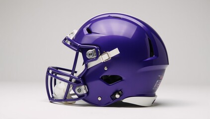 Fototapeta premium A purple-and-blue football helmet set against a white backdrop