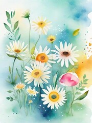Children's watercolor illustration, playful and vibrant art, colorful scenes for kids, whimsical designs, soft and friendly characters