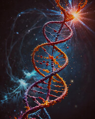 DNA molecule structure. Science background. 3d rendering toned image