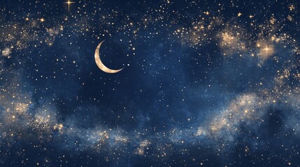 Naklejka premium Wedding Banner Showcasing Celestial Theme with Night Sky and Glowing Elements
