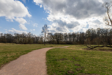 Beautiful flat landscape near the village of Mikulcice, Czech Republic