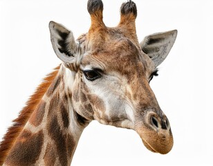 Naklejka premium Retrato primer plano de una cebra aislada en fondo blanco