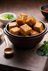 Delicious Taiwanese traditional food dish stinky tofu