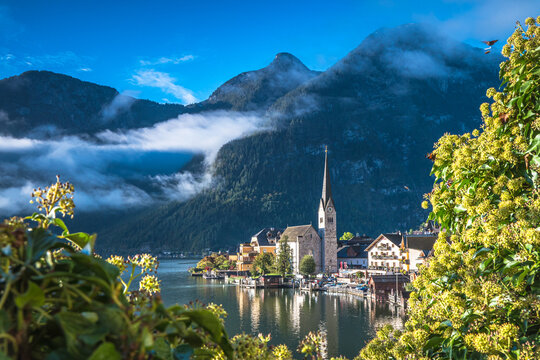 Fototapeta Hallstatt, wschód słońca, Górna Austria. 