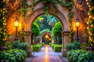 Stunning Arch Entrance with Bokeh Effect for Architectural Photography