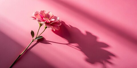 Extreme close-up shadow of flower on pink background overlay