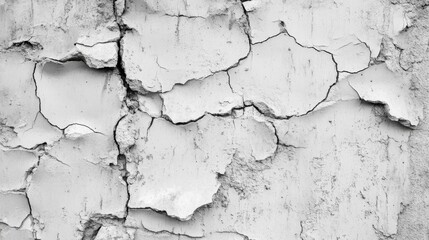 Obraz premium White painted surface cracking and revealing layers underneath, creating an abstract pattern. Perfect for backgrounds and textures