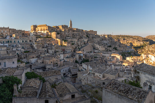Vue sur les Sassi de Matera au soleil couchant, Italie