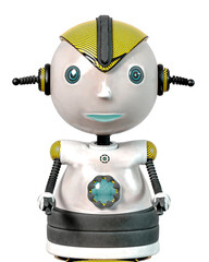 Naklejka premium float robot is happy on white background