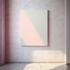 Minimalist interior canvas mockup with a blank canvas against a neutral wall. Perfect for displaying artwork or posters in a modern, clean space