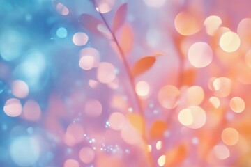 Soft pastel bokeh with nature elements.