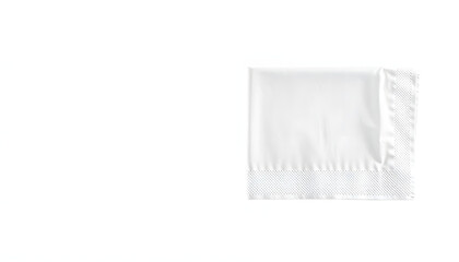 Blank white restaurant napkin mock up, isolated. Clear folded textile towel mockup design template. Cafe branding identity clean overlay for logotype design. Cotton cloth kitchen tissue towel isolat
