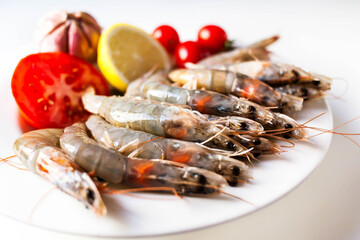 Raw fresh langoustines ready to cook