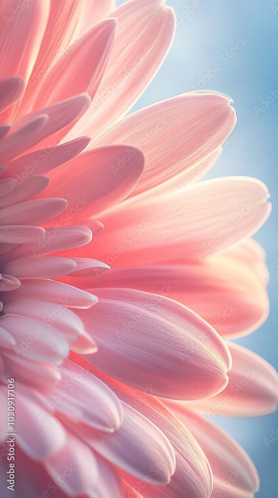 Canvas Prints Pink gerbera daisy blooms in a summer garden, its delicate petals unfurling with beauty and grace, radiating tenderness and purity