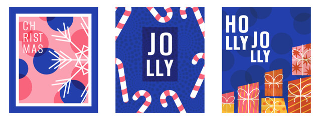 Set cards and banners. Christmas and New Year. Frame and shape. Elements and figures. Neo geometric. Modern trendy. Hand drawn. Doodle. Ornaments.  Xmas. Cut out. Simple style. Gifts, snowflake. 2025