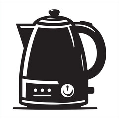 Electric kettle silhouette on white background
