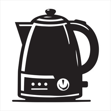 recommend clip art: Electric kettle silhouette on white background
                    