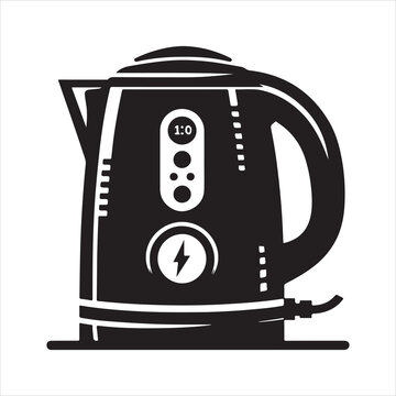 recommend clip art: Electric kettle silhouette on white background
                    