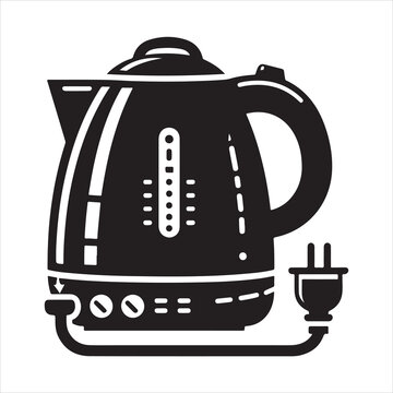 recommend clip art: Electric kettle silhouette on white background
                    