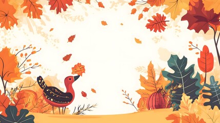 happy thanksgiving day cartoon turkey illustration background,generative ai