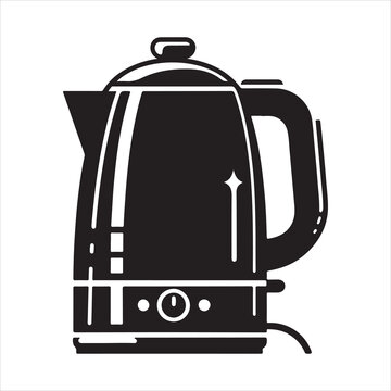 recommend clip art: Electric kettle silhouette on white background
                    