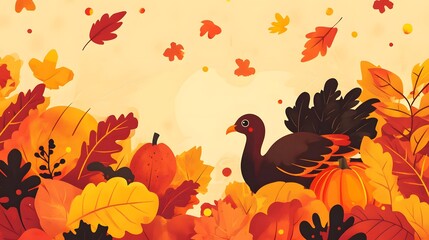 Obraz premium happy thanksgiving day cartoon turkey illustration background,generative ai