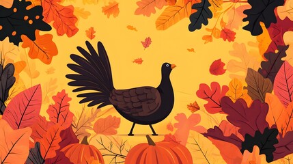 Obraz premium happy thanksgiving day cartoon turkey illustration background,generative ai