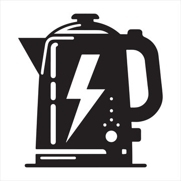 recommend clip art: Electric kettle silhouette on white background
                    