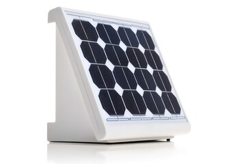 Portable solar panel on white with copy space.