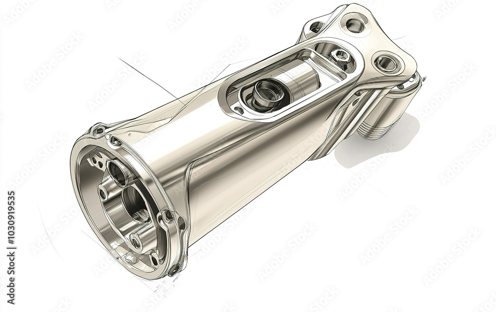 Poster detailed rendering of a mechanical part showcasing precision engineering and intricate design in a c
