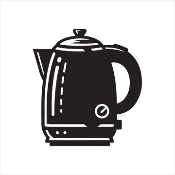 recommend clip art: Electric kettle silhouette on white background
                    