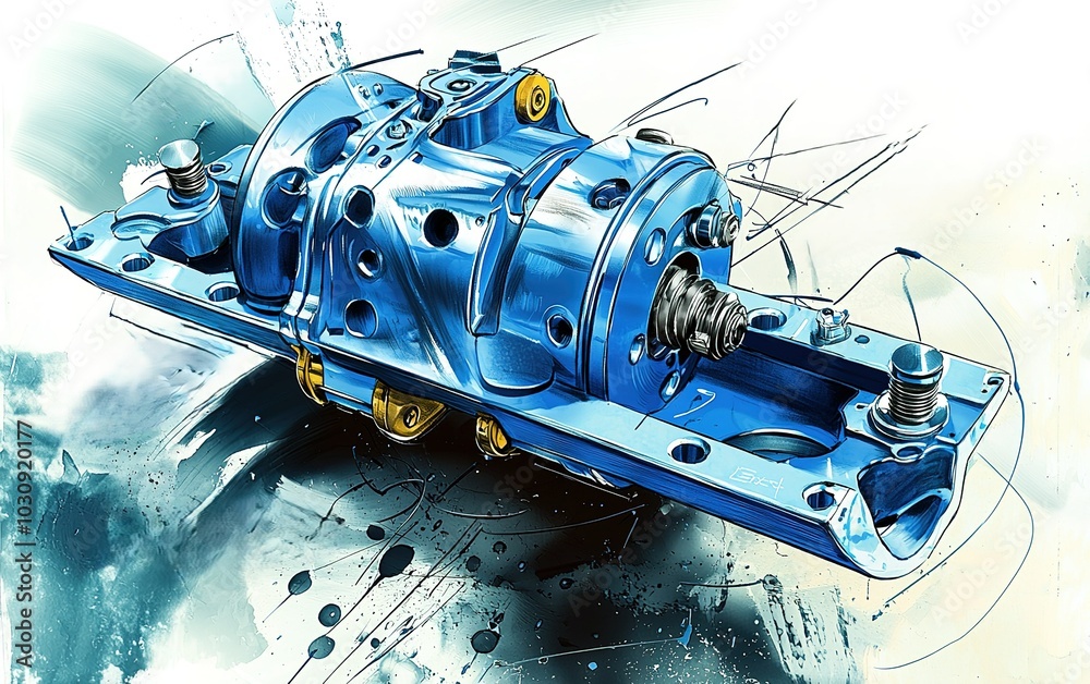 Poster detailed view of a precision-engineered mechanical component showcasing intricate design and functio