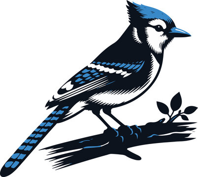 recommend clip art: Beautiful Blue Jay Bird vector silhouette