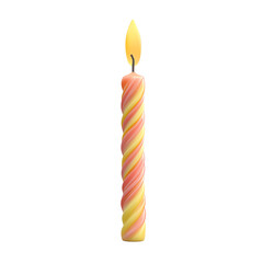Colorful birthday candle with twisted design, white isolate background. Transparent background.