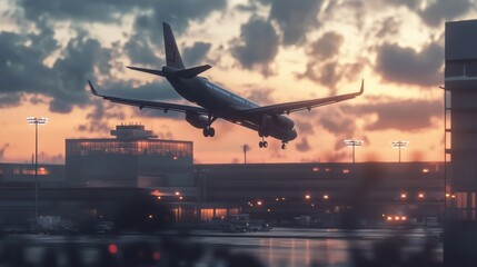 Fototapeta na wymiar Airplane taking off from the airport.