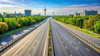 Highway autobahn road going through Berlin with symmetrical design