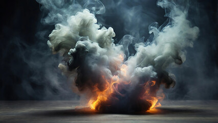 Dramatic Smoke Explosion: Spooky Halloween Background with Empty Center