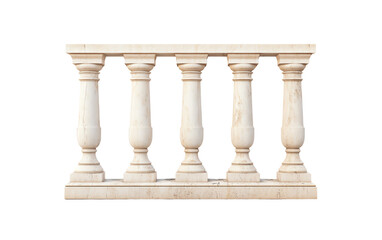 Naklejka premium Marble balustrade with elegant columns, white isolate background. Transparent background.